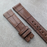 Embossed Crocodile Watch Strap - Dark Brown Buttero
