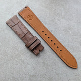 Embossed Crocodile Watch Strap - Dark Brown Buttero