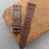Embossed Crocodile Watch Strap - Dark Brown Buttero