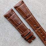 Embossed Crocodile Watch Strap - Russet Brown