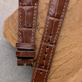 Embossed Crocodile Watch Strap - Russet Brown