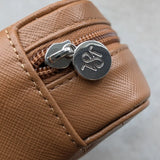 Tan Brown Travel Case - 2 Watch Zip Case