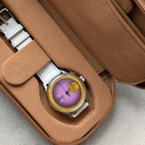 Tan Brown Travel Case - 2 Watch Zip Case