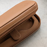 Tan Brown Travel Case - 2 Watch Zip Case