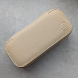 Beige & Cream Travel Case - 2 Watch Zip Case
