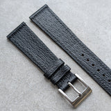 Vintage Style Pig Skin Watch Strap - Black Slimline - RTW