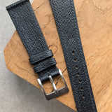 Vintage Style Pig Skin Watch Strap - Black Slimline - RTW