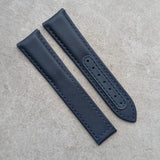 Omega-Style Deployant Sailcloth Watch Strap - Navy Blue
