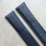 Omega-Style Deployant Sailcloth Watch Strap - Navy Blue