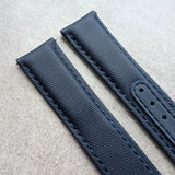 Omega-Style Deployant Sailcloth Watch Strap - Navy Blue