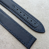 Omega-Style Deployant Sailcloth Watch Strap - Navy Blue