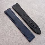 Omega-Style Deployant Sailcloth Watch Strap - Navy Blue
