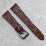 Embossed Crocodile Watch Strap - Brown Slimline - RTW