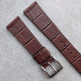 Embossed Crocodile Watch Strap - Brown Slimline - RTW