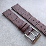 Embossed Crocodile Watch Strap - Brown Slimline - RTW