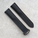 Stitched AquaFlex Rubber Deployant Strap - Black