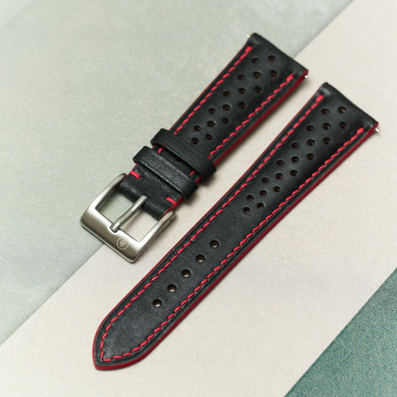 Pueblo Rally Watch Strap - Black & Red - RTW - The Strap Tailor