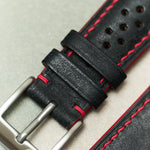 Pueblo Rally Watch Strap - Black & Red - RTW - The Strap Tailor