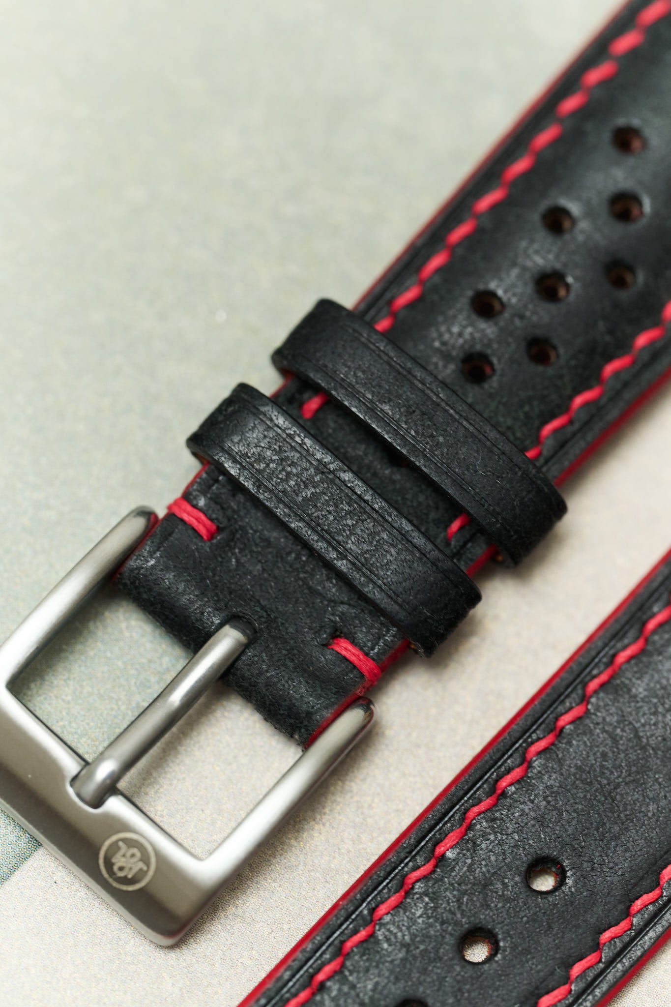 Pueblo Rally Watch Strap - Black & Red - RTW - The Strap Tailor