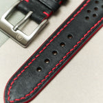 Pueblo Rally Watch Strap - Black & Red - RTW - The Strap Tailor