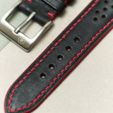 Pueblo Rally Watch Strap - Black & Red - RTW - The Strap Tailor