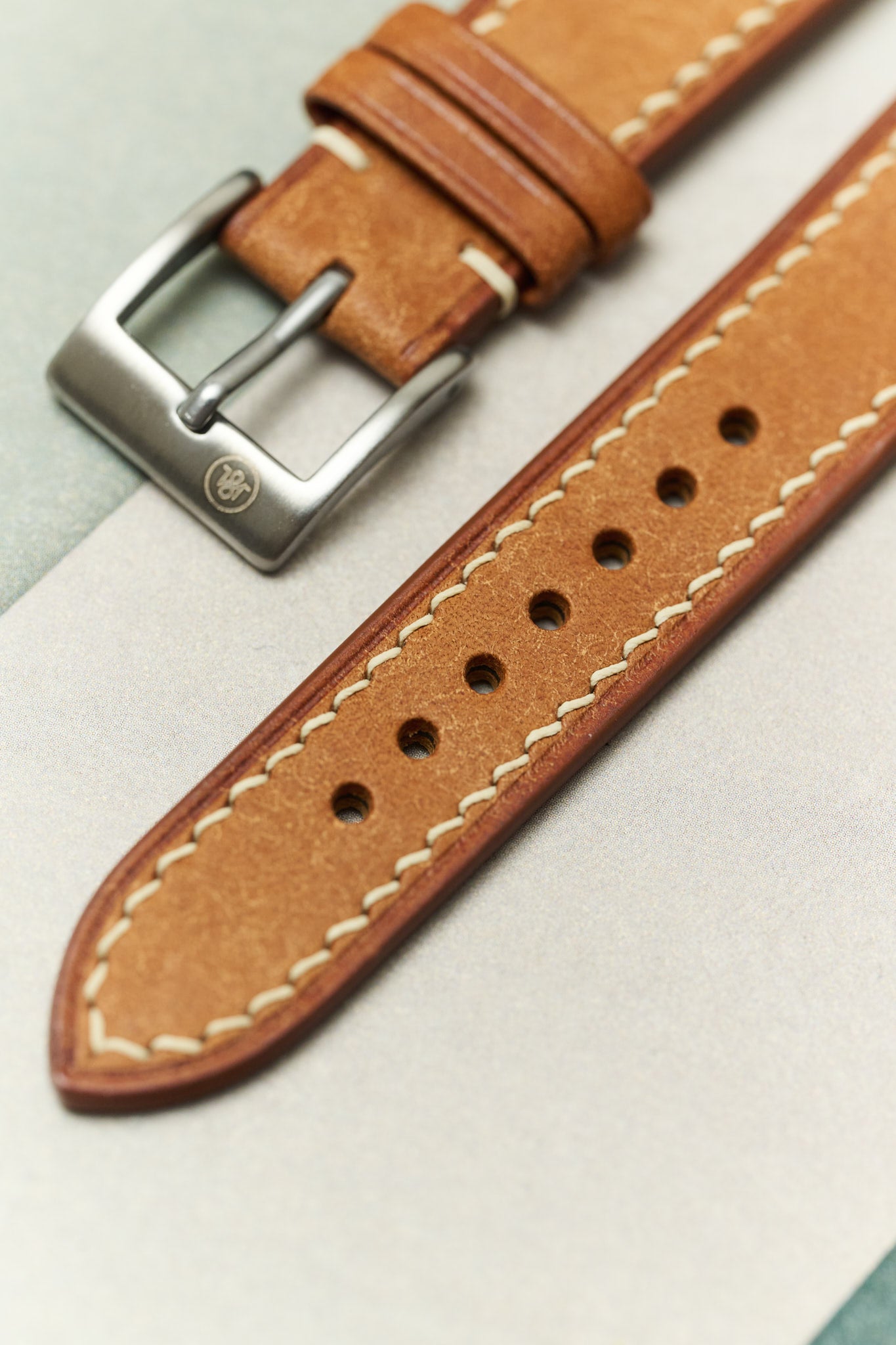 Pueblo Watch Strap W/Cream stitching - Cognac - RTW - The Strap Tailor
