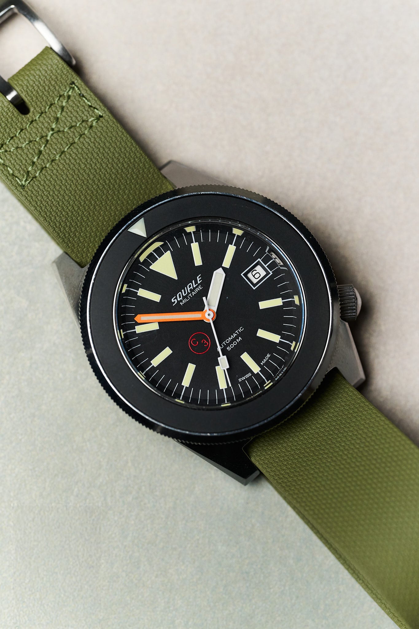 FKM Rubber One-Piece Dive Strap - Olive Green - The Strap Tailor