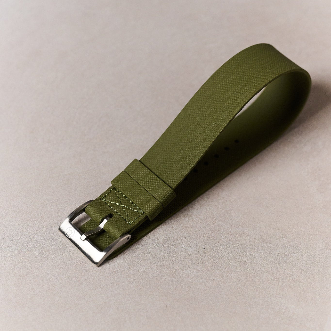 FKM Rubber One-Piece Dive Strap - Olive Green - The Strap Tailor