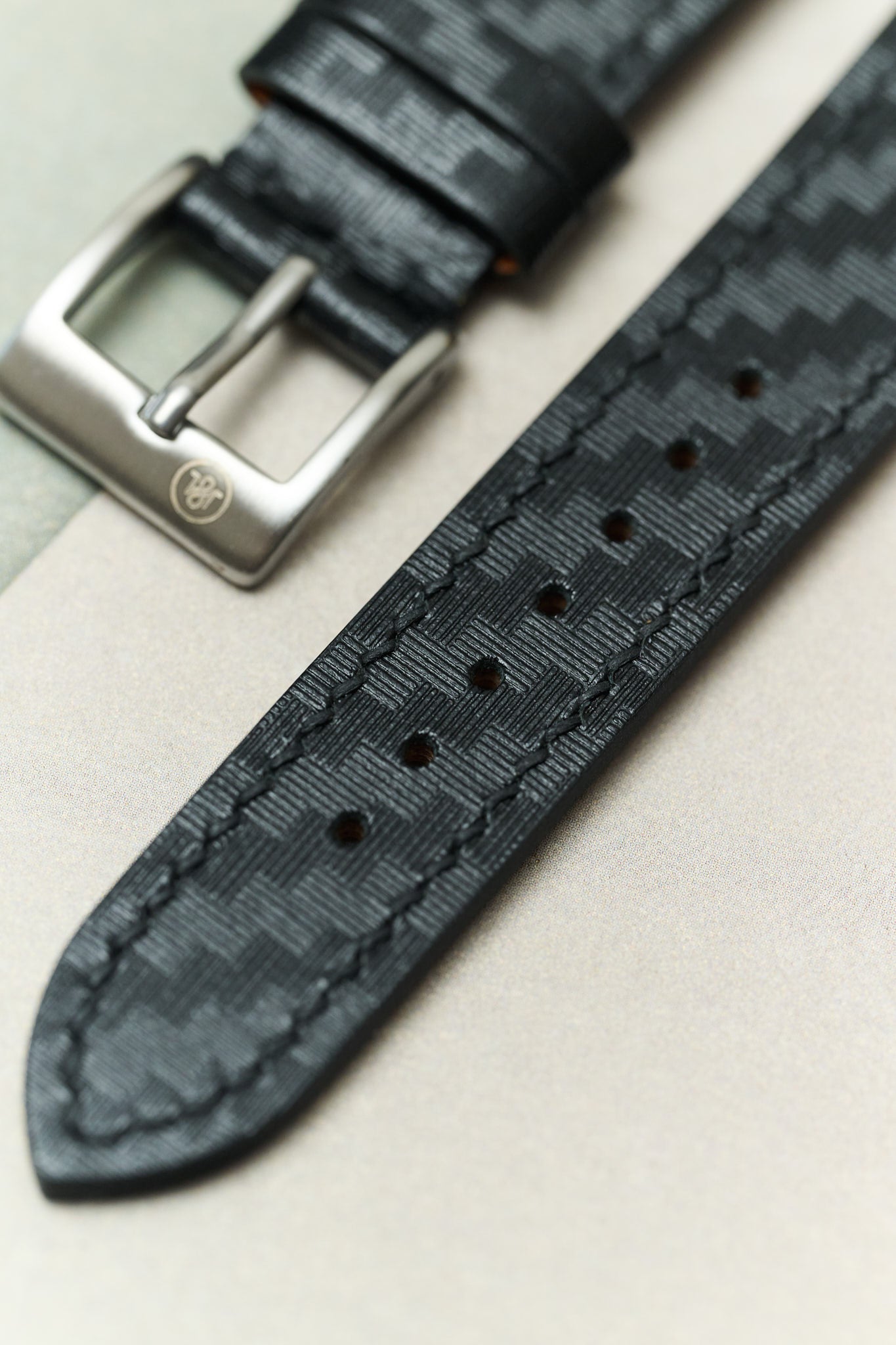 Saffiano Carbon Weave Strap - Black - RTW - The Strap Tailor