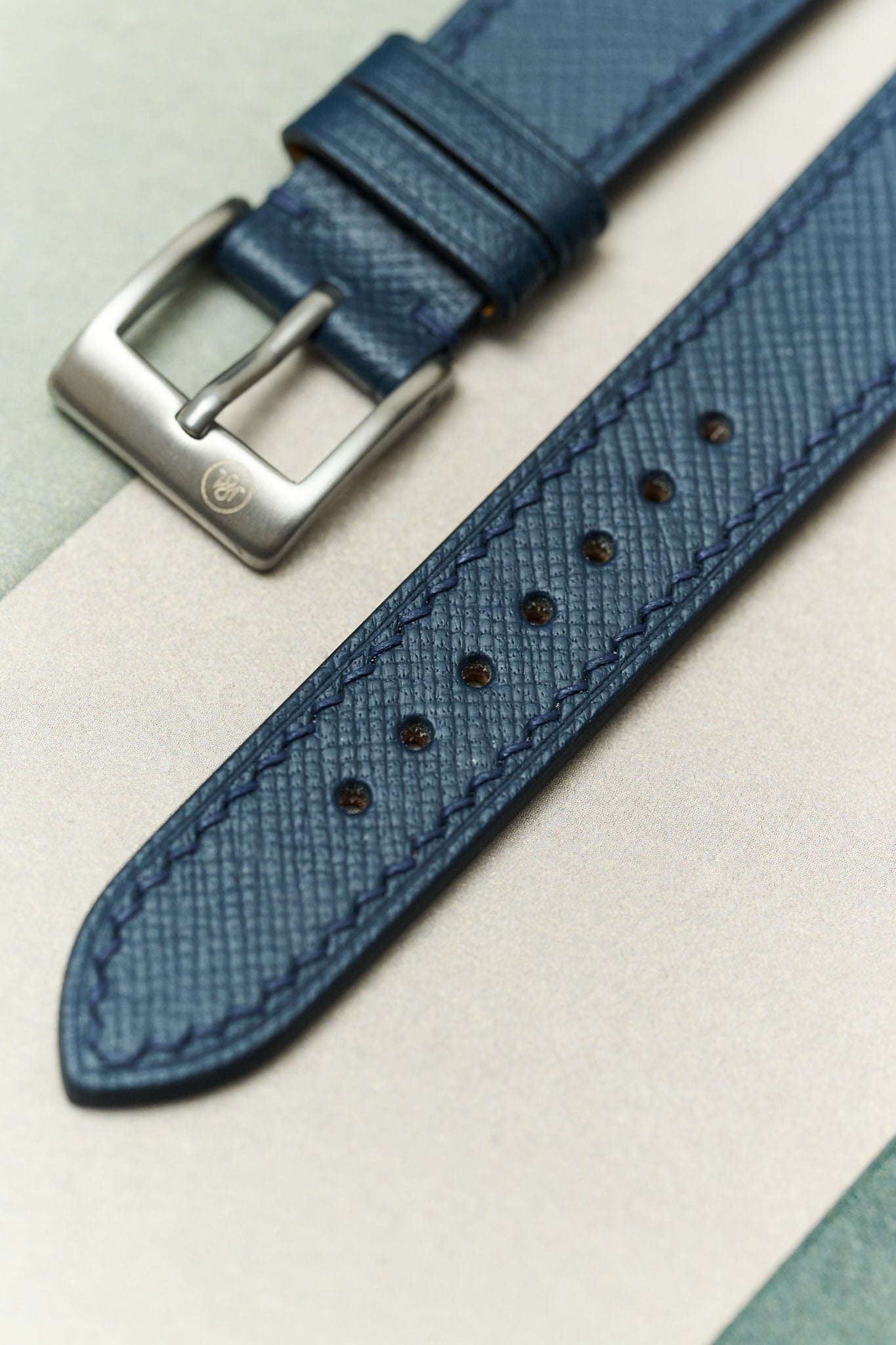 Slimline Saffiano Chevre Strap - Navy Blue - RTW - The Strap Tailor