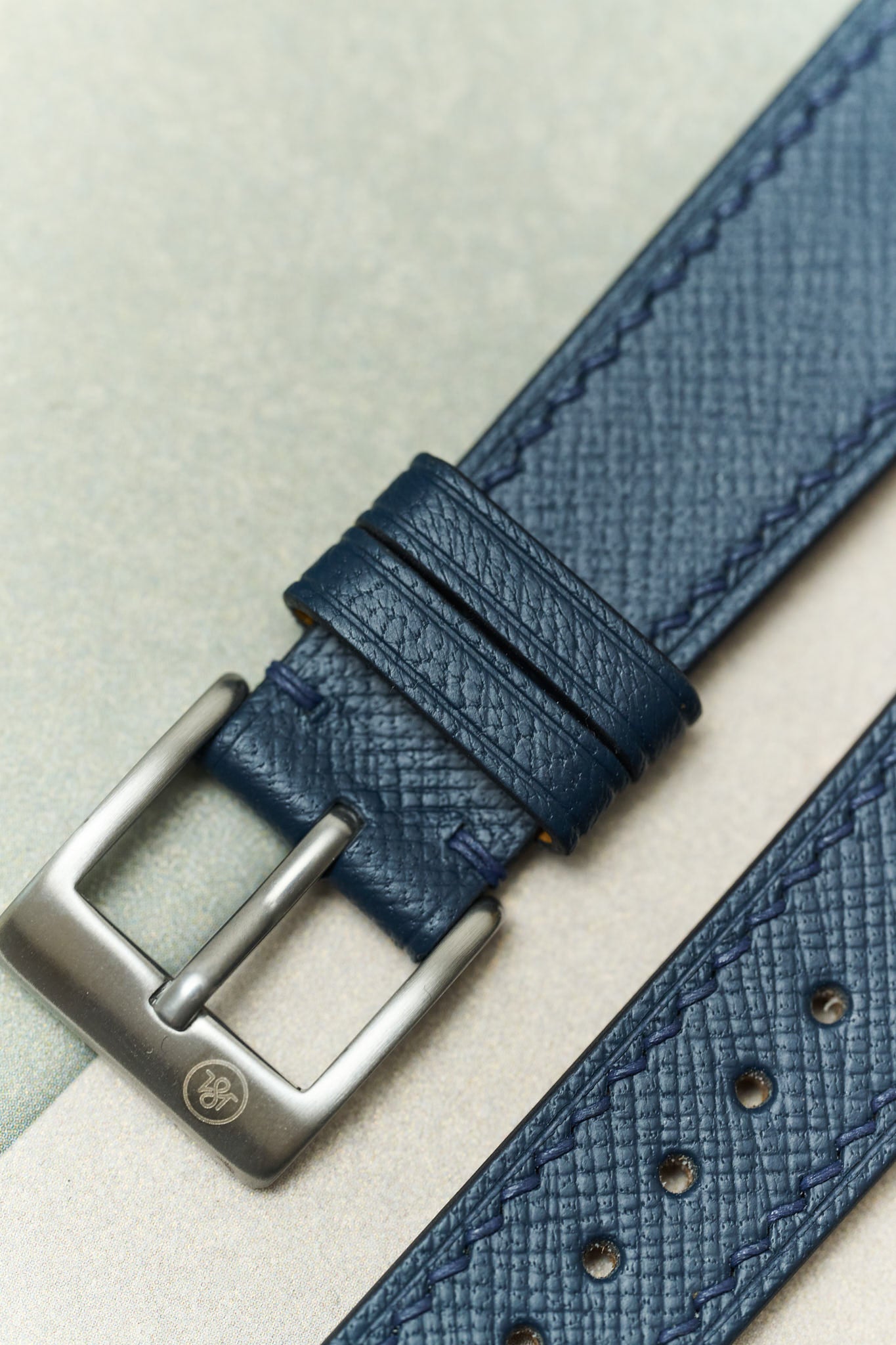 Slimline Saffiano Chevre Strap - Navy Blue - RTW - The Strap Tailor