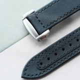 Omega-Style Deployant Sailcloth Watch Strap - Black