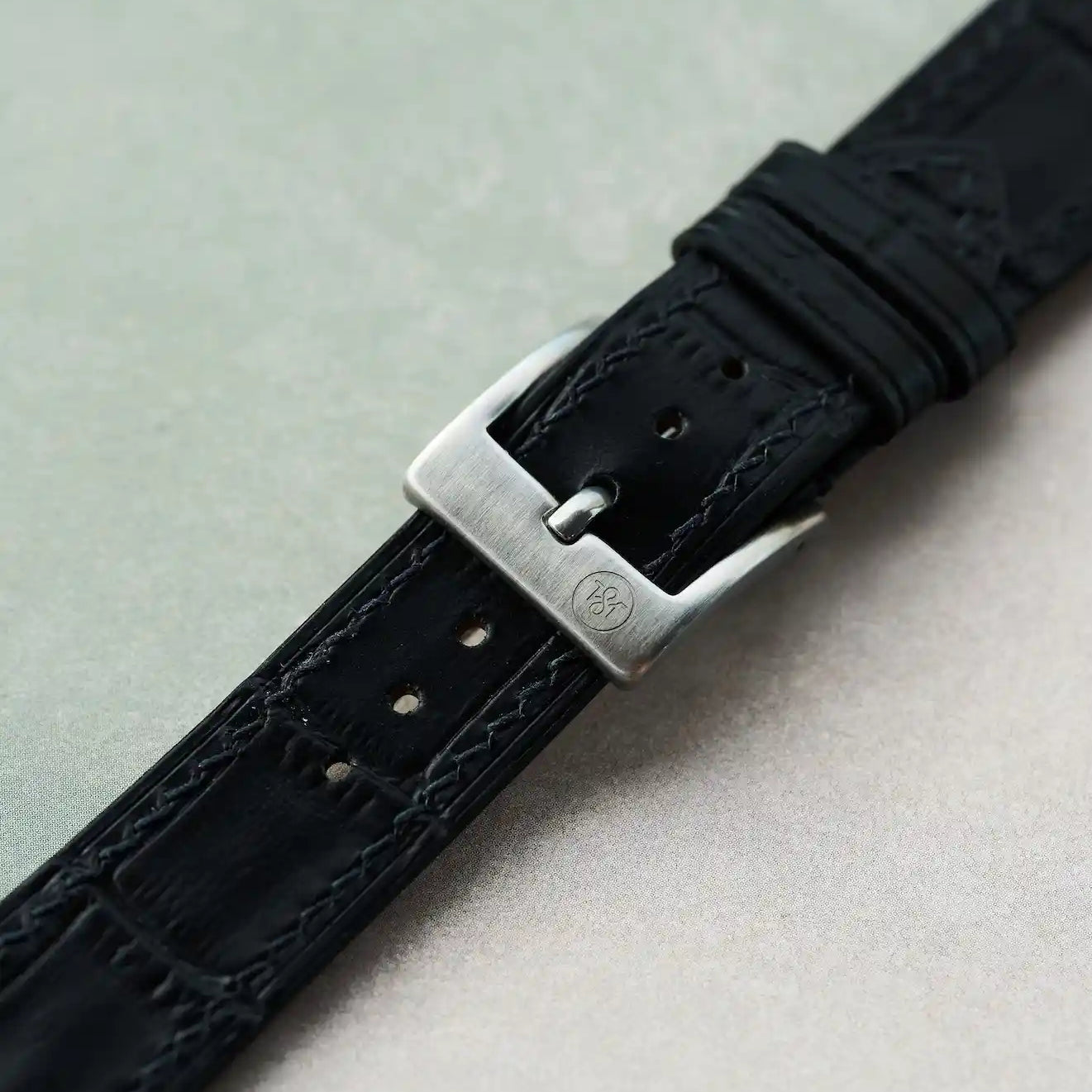 Embossed Crocodile Watch Strap - Black Slimline - RTW - The Strap Tailor