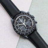 Omega-Style Deployant Sailcloth Watch Strap - Black