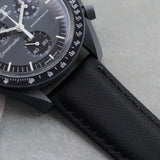 Omega-Style Deployant Sailcloth Watch Strap - Black