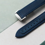 Omega-Style Deployant Sailcloth Watch Strap - Navy Blue