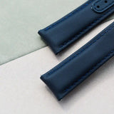 Omega-Style Deployant Sailcloth Watch Strap - Navy Blue