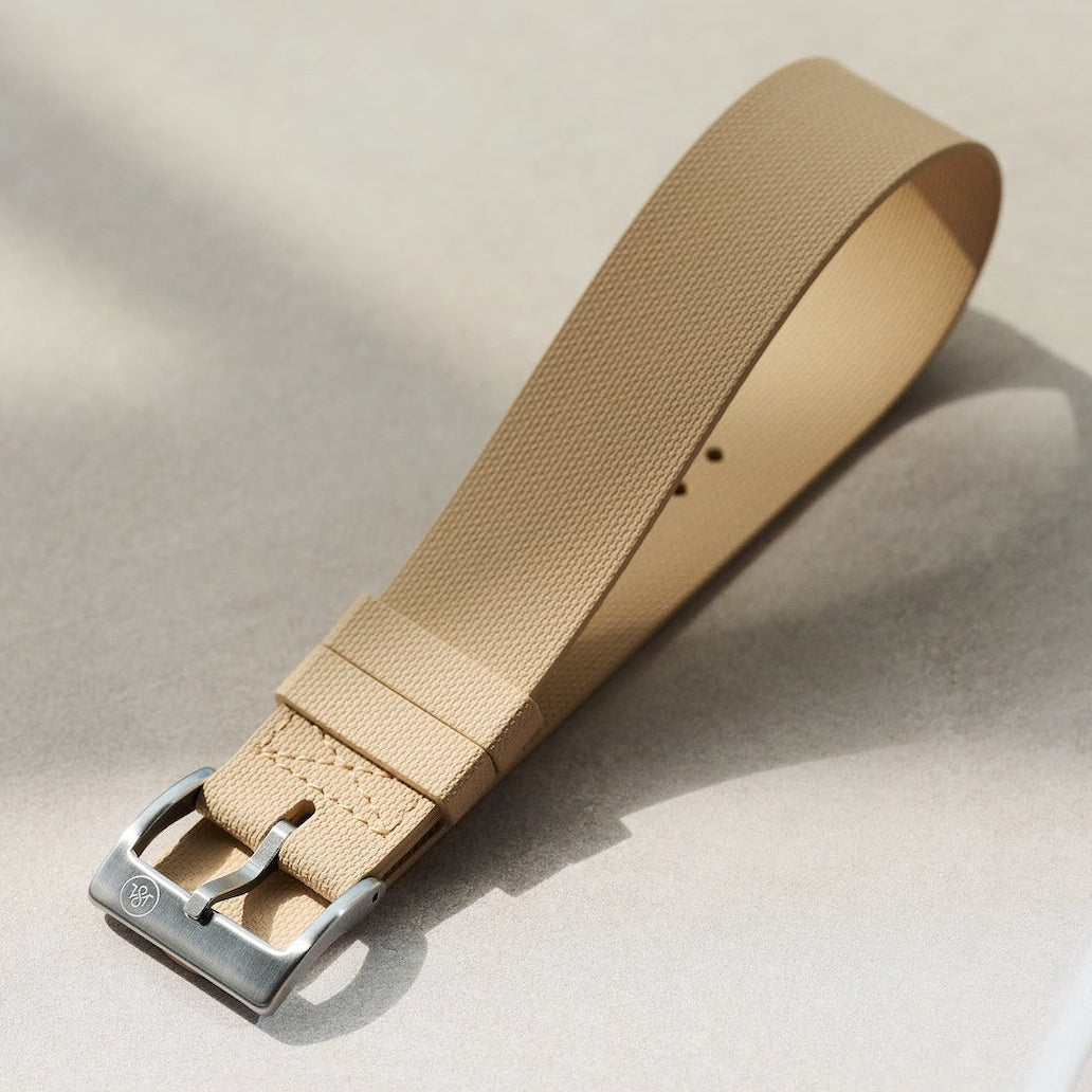 FKM Rubber One-Piece Dive Strap - Beige - The Strap Tailor