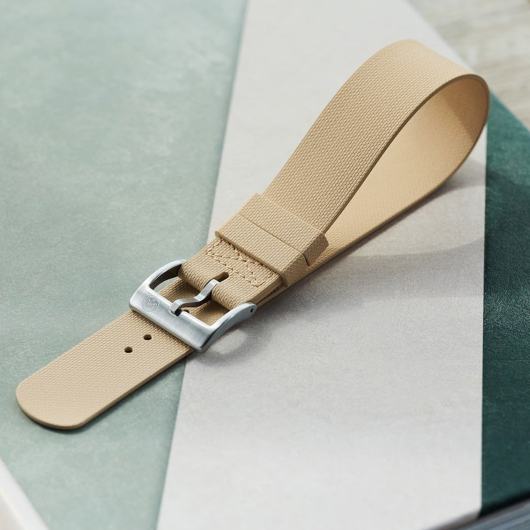 FKM Rubber One-Piece Dive Strap - Beige - The Strap Tailor