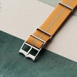 Woven Nylon Single Pass Strap - Gold & Khaki - The Strap Tailor
