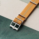 Woven Nylon Single Pass Strap - Gold & Khaki - The Strap Tailor