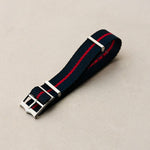 Woven Nylon Single Pass Strap - Navy Blue & Red - The Strap Tailor