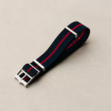 Woven Nylon Single Pass Strap - Navy Blue & Red - The Strap Tailor