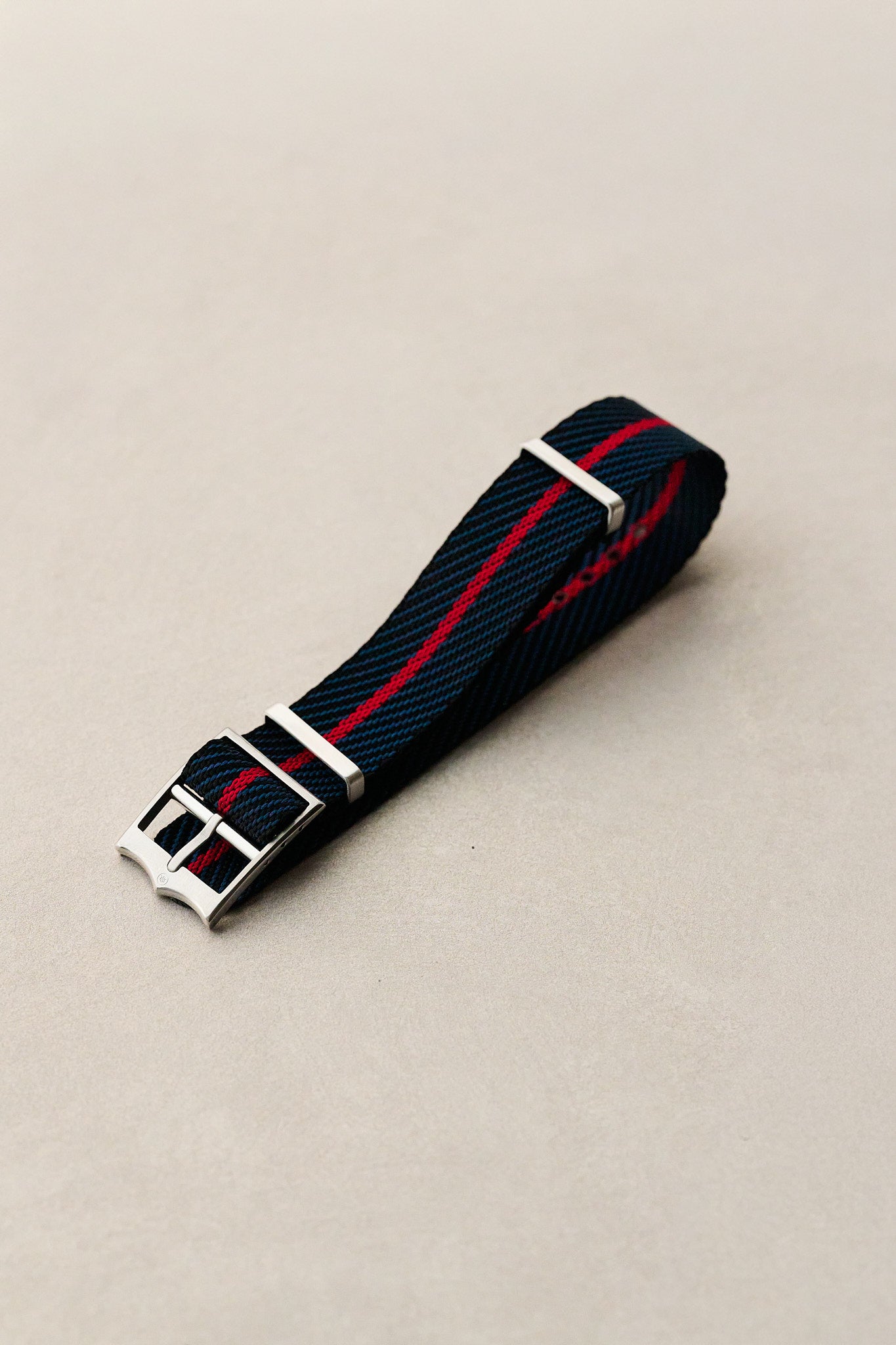 Woven Nylon Single Pass Strap - Navy Blue & Red - The Strap Tailor