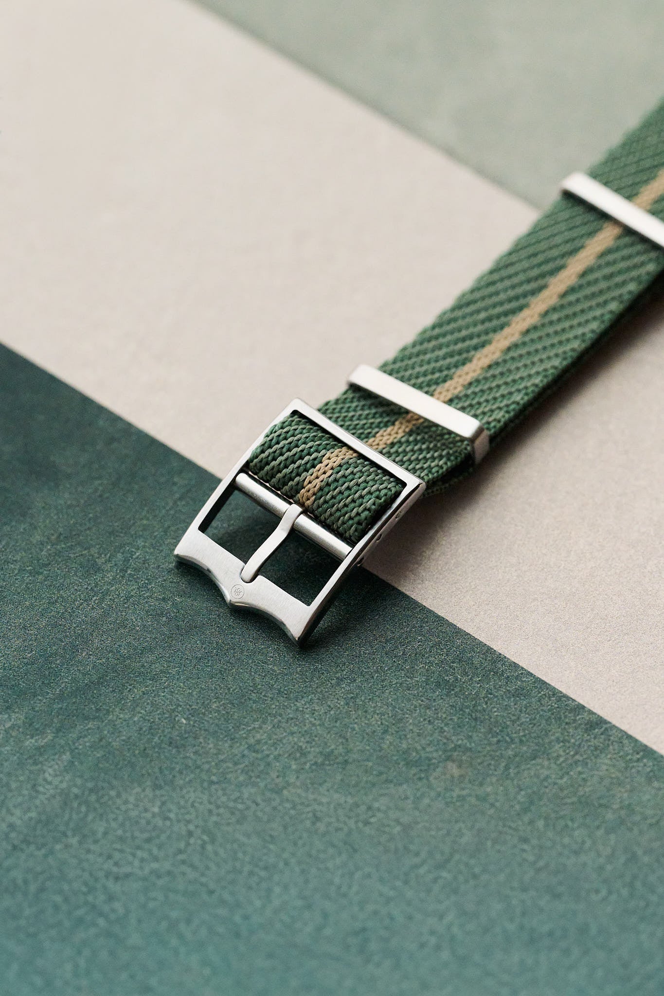 Woven Nylon Single Pass Strap - Sage & Khaki - The Strap Tailor