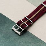 Woven Nylon Single Pass Strap - Burgundy, Black & Khaki - The Strap Tailor