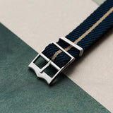 Woven Nylon Single Pass Strap - Navy, Black & Khaki - The Strap Tailor