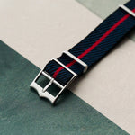 Woven Nylon Single Pass Strap - Navy Blue & Red - The Strap Tailor