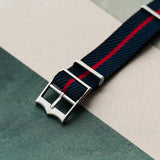 Woven Nylon Single Pass Strap - Navy Blue & Red - The Strap Tailor