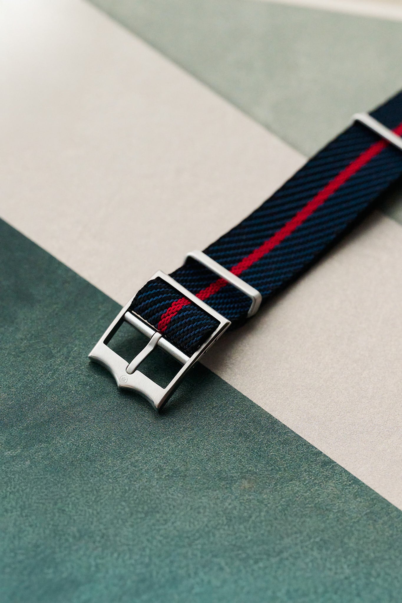 Woven Nylon Single Pass Strap - Navy Blue & Red - The Strap Tailor
